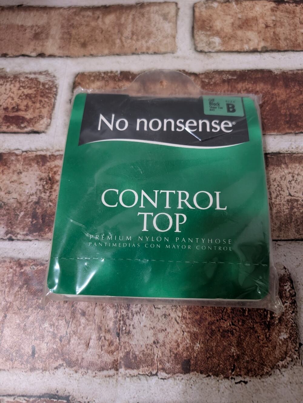 Vintage No Nonsense Control Top Pantyhose Off Black Size B Sheer Toe Nylons VTG
